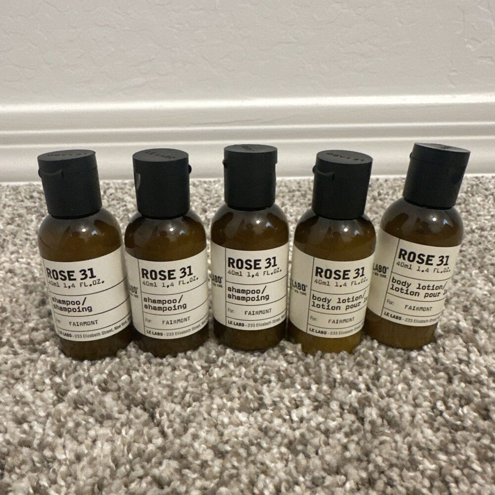 Le Labo Rose 31 Travel Size 3x Shampoo 1.4 oz ea And 2x Body Lotion 1.4 oz ea